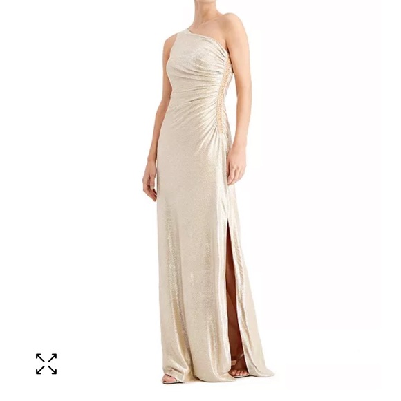 Calvin Klein Metallic One Shoulder Dress - Picture 1 of 6